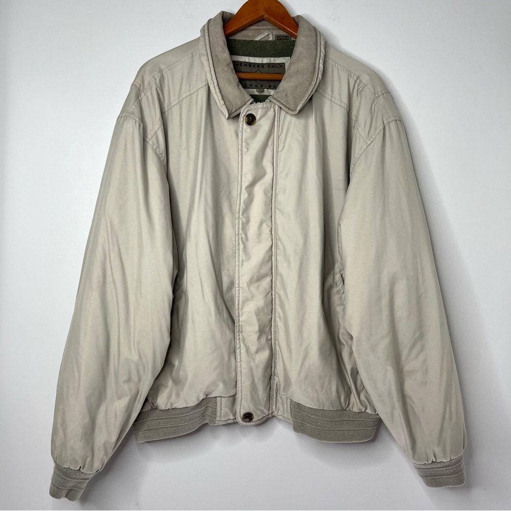 Vintage Members Only Jacket Adult Large Beige Lined Full Zip 80s Mens Coat Large